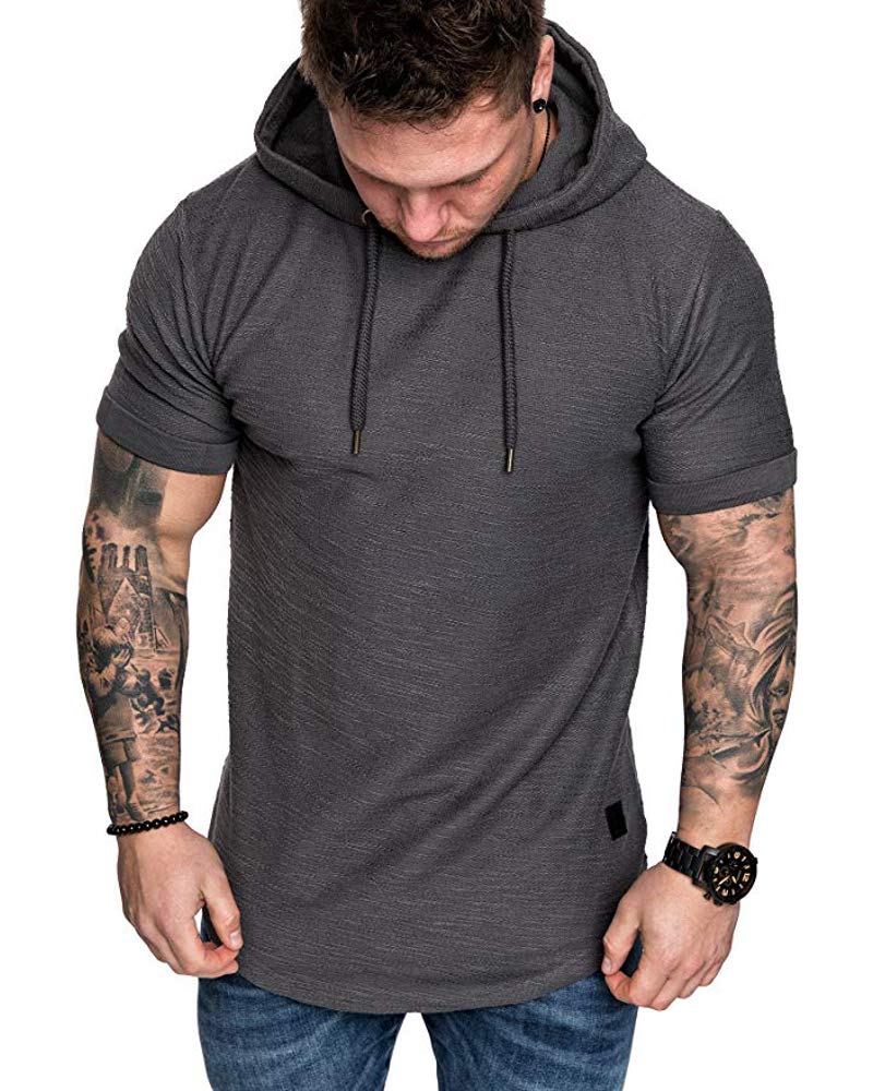 Lexiart Mens Fashion Hoodies Sport Pullover Solid Color Shirt Workout Lightweight Tops Dark Grey XX-Large - Image 3